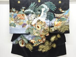 鷹に小槌模様紋付男児着物(内袖・長襦袢付き)